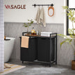 Laundry Sorter – Metal Frame and Oxford Fabric – Rustic Brown and Black – Includes Removable Bags and Shelf