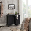 Laundry Sorter – Metal Frame and Oxford Fabric – Rustic Brown and Black – Includes Removable Bags and Shelf