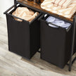 Laundry Sorter – Metal Frame and Oxford Fabric – Rustic Brown and Black – Includes Removable Bags and Shelf