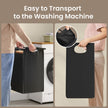 Laundry Hamper – Wood and Fabric – Brown and Black – Two-Section with Removable Bags and Shelf