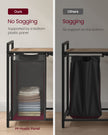 Laundry Hamper – Metal Frame and Oxford Fabric – Rustic Brown and Black – 2-Compartment with Shelf and Removable Bags