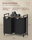 Laundry Hamper – Metal Frame and Oxford Fabric – Rustic Brown and Black – 2-Compartment with Shelf and Removable Bags