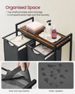 Laundry Hamper – Metal Frame and Oxford Fabric – Rustic Brown and Black – 2-Compartment with Shelf and Removable Bags
