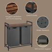 Laundry Hamper – Fabric – Brown and Grey – 2-Section with Removable Bags and Shelf, 2 x 46 L