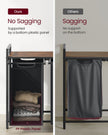 Laundry Hamper – Metal Frame and Oxford Fabric – Rustic Brown and Black – 2-Compartment with Shelf and Removable Bags