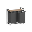 2-Compartment Laundry Hamper – Oxford Fabric and Metal – Rustic Brown and Black – Removable Bags with Shelf