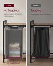 2-Compartment Laundry Hamper – Oxford Fabric and Metal – Rustic Brown and Black – Removable Bags with Shelf