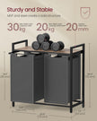 2-Compartment Laundry Hamper – Oxford Fabric and Metal – Rustic Brown and Black – Removable Bags with Shelf