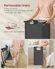 2-Compartment Laundry Hamper – Oxford Fabric and Metal – Rustic Brown and Black – Removable Bags with Shelf
