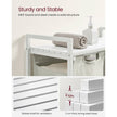 Laundry Basket – Metal Frame and Oxford Fabric – White with Rustic Brown Accents – Includes Shelf and Removable Bags