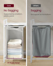 Laundry Hamper – Metal Frame and Oxford Fabric – White and Rustic Brown – 2-Compartment with Shelf and Removable Bags