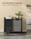 Laundry Hamper – Metal Frame and Oxford Fabric – Ink Black, Dove Gray, and Rustic Brown – 2-Compartment with Shelf and Removable Bags