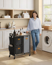 Laundry Hamper – Wood – Chestnut Brown, Ink Black and Dove Grey – 100L with 3 Compartments and Rolling Design