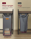 Laundry Hamper – Wood – Chestnut Brown, Ink Black and Dove Grey – 100L with 3 Compartments and Rolling Design