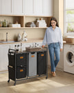 Laundry Hamper – Fabric – Chestnut Brown, Ink Black, Dove Grey – 4 Compartments, 150 L Capacity