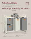 Laundry Hamper – Fabric – Dove Grey and Cream White – 4 Compartments, 150 L Capacity with Rolling Cart and Removable Liners