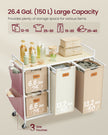 4-Bag Laundry Hamper – Fabric – Natural Beige, Camel Brown, Cream White – Rolling Cart with Removable Liners and Labels