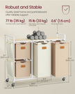 4-Bag Laundry Hamper – Fabric – Natural Beige, Camel Brown, Cream White – Rolling Cart with Removable Liners and Labels