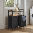 Laundry Hamper – Metal and Fabric – Black and Grey – Dual Pull-Out Bags with Shelves