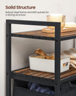 Laundry Basket – Wood and Fabric – Rustic Brown and Ink Black – Dual Removable Bags with Shelves