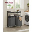 Laundry Basket – Fabric – Black and Grey – Dual Pull-Out Bags with Shelves, 46L Capacity Each