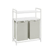 Laundry Basket – Fabric – White – 2 Shelves with 2 Removable Bags, 46L Capacity Each