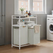 Laundry Hamper – Metal and Fabric – Black and Grey – Dual Pull-Out Bags with Shelves