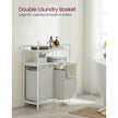 Laundry Basket – Fabric – White – 2 Shelves with 2 Removable Bags, 46L Capacity Each