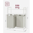 Laundry Basket – Fabric – White – 2 Shelves with 2 Removable Bags, 46L Capacity Each