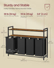 Laundry Hamper – Wood and Fabric – Rustic Brown and Black – 4 Pull-Out Removable Bags with Shelves