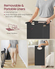 Laundry Hamper with Blanket Ladder – Wood – Rustic Brown and Ink Black – 2-Section with Pull-Out Removable Liners