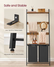 Laundry Hamper with Blanket Ladder – Wood – Rustic Brown and Ink Black – 2-Section with Pull-Out Removable Liners