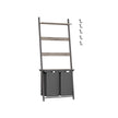 Laundry Basket – Fabric – Heather Greige and Slate Grey – 2-Section with Pull-Out Removable Liners and Blanket Ladder