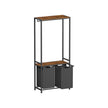 Laundry Basket – Wood – Rustic Brown and Black – 2-Section with Shelves and Pull-Out Liners