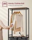 Laundry Basket – Wood – Rustic Brown and Black – 2-Section with Shelves and Pull-Out Liners