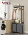 Laundry Basket – Fabric – Heather Greige and Slate Grey – 2-Section with Pull-Out Liners and Clothes Rail