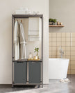 Laundry Basket – Fabric – Heather Greige and Slate Grey – 2-Section with Pull-Out Liners and Clothes Rail