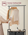 2-Section Laundry Basket – Wood – Rustic Brown and Black – With Clothes Rail and Removable Liners