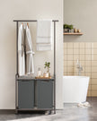 2-Section Laundry Hamper – Fabric – Natural – With Clothes Rail and Removable Liners