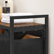 Laundry Sorter – Wood and Fabric – Rustic Brown and Black – 3 Pull-Out Removable Bags with Storage Shelf