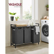 Laundry Basket – Fabric – Black and Grey – 3-Compartment with Pull-Out Removable Bags and Storage Shelf, 38L Capacity per Bag