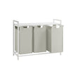 Laundry Basket – Fabric – White – Three Compartment Sorter with Storage Shelf, 38L Capacity per Bag