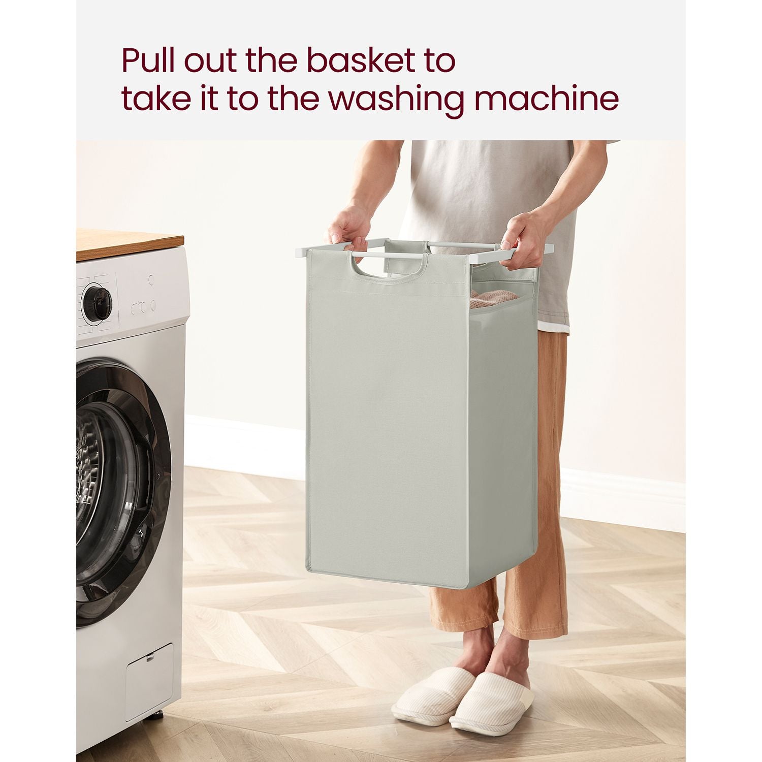 Laundry Basket – Fabric – White – Three Compartment Sorter with Storage Shelf, 38L Capacity per Bag