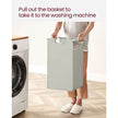 Laundry Basket – Fabric – White – Three Compartment Sorter with Storage Shelf, 38L Capacity per Bag