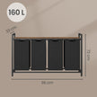 4-Section Laundry Hamper – Metal Frame – Rustic Brown and Black – Removable Bags and Shelf