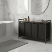 4-Section Laundry Hamper – Metal Frame – Rustic Brown and Black – Removable Bags and Shelf
