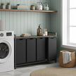 4-Section Laundry Hamper – Metal Frame – Rustic Brown and Black – Removable Bags and Shelf