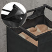 4-Section Laundry Hamper – Metal Frame – Rustic Brown and Black – Removable Bags and Shelf