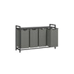 Laundry Sorter – Fabric – Ink Black and Slate Grey – 4-Compartment with Pull-Out Bags and Storage Shelf