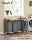Laundry Sorter – Fabric – Ink Black and Slate Grey – 4-Compartment with Pull-Out Bags and Storage Shelf